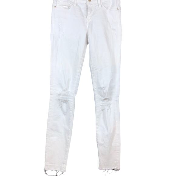Frame Womens Jeans Lilac Blanc Denim Le Skinny De Jeanne Crop Stretch 26 - Picture 1 of 11